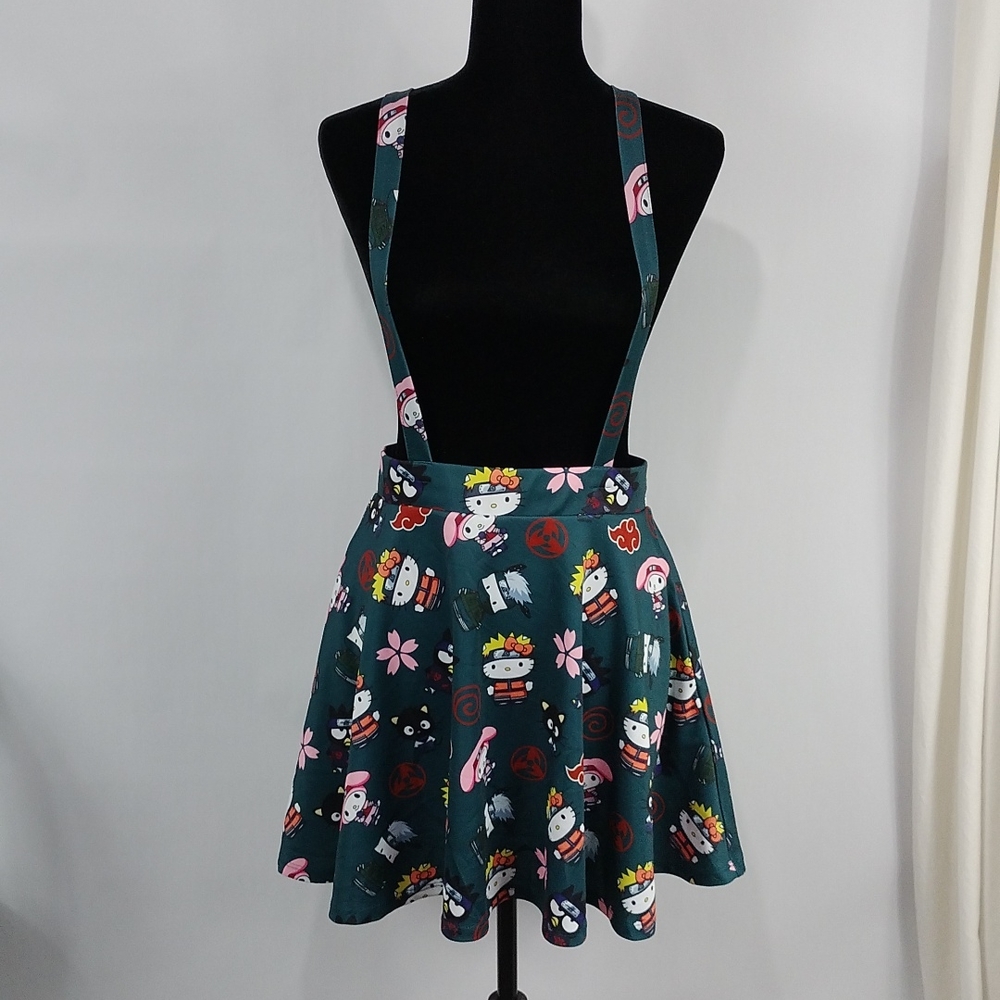 Hot Topic Naruto Shippuden X Hello Kitty Skirt With Suspenders